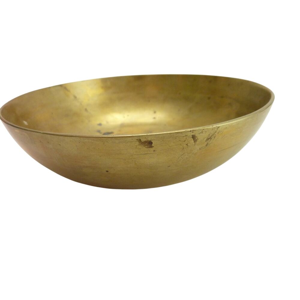 Vintage Brass Bronze Meditation Offering Bowl 7 Inch Altar Ritual Sound Dish